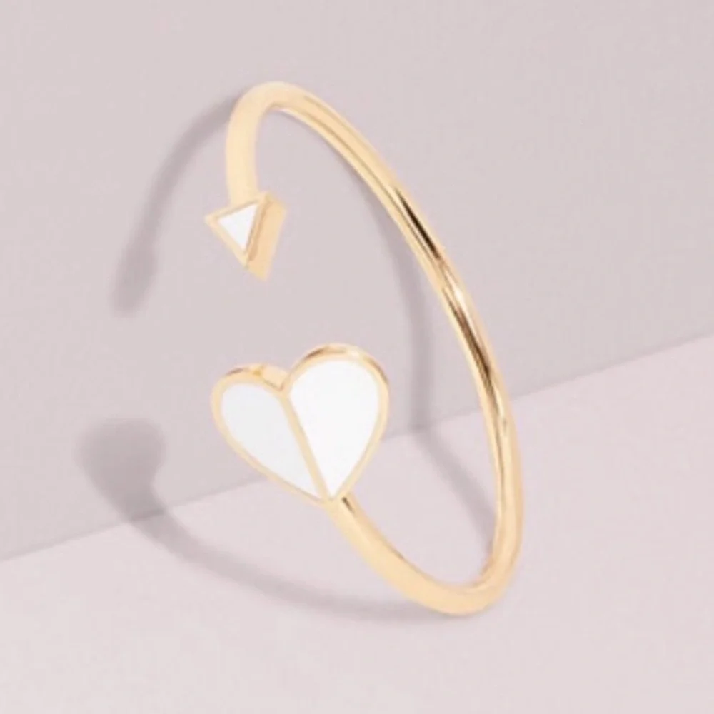 $68 Kate Spade Heritage Heart Metal Spade Flex Bracelet white